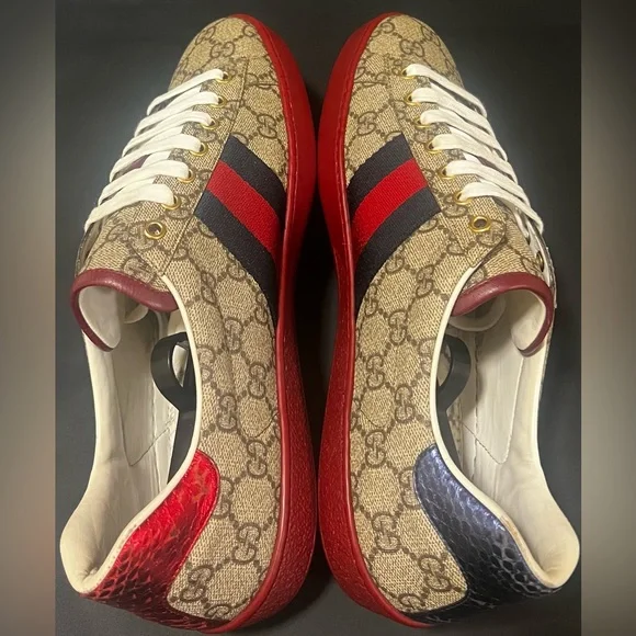 GUCCI ACE GG SUPREME RED SNEAKER | SIZE 8G 9US | 429445 - Picture 8 of 13